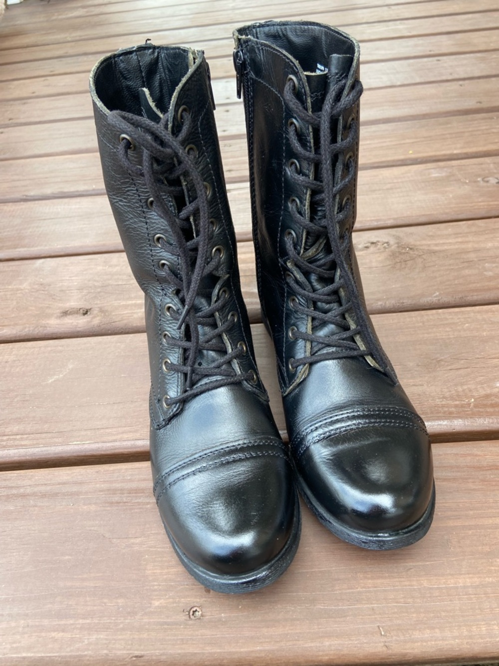 STEVE MADDEN Leather Lace-Up Combat Boots🖤🖤